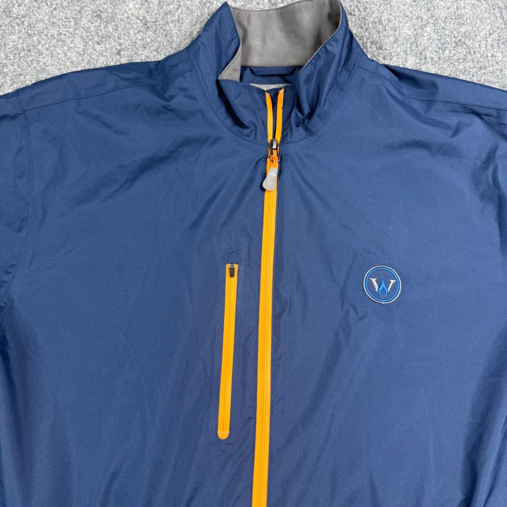 Peter Millar Element Windbreaker Jacket Mens Large Blue Short Sleeve Waterproof